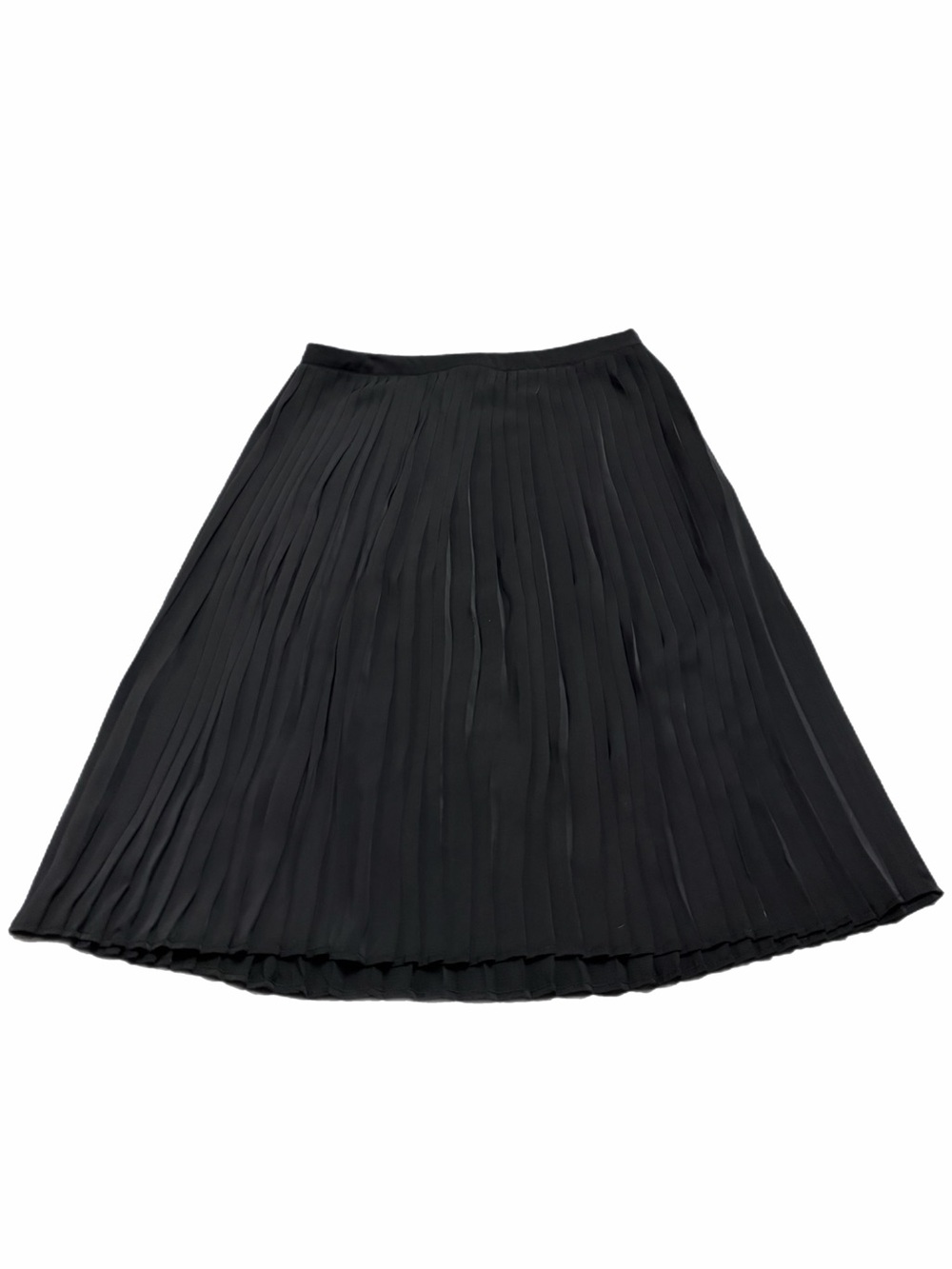 Abercrombie & Fitch Satin Pleated Classic Midi Skirt (Black) Size Large - Picture 2 of 9